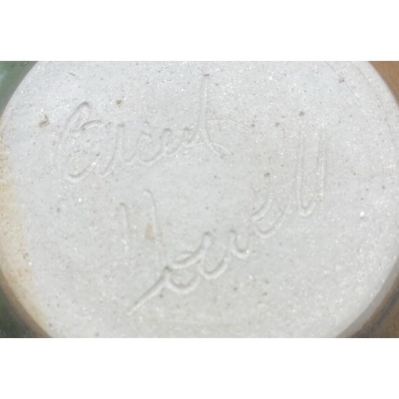 Studio Art Pottery Green Brown Orange Glazed Candle Stick Holder Signed 6” - Picture 7 of 7